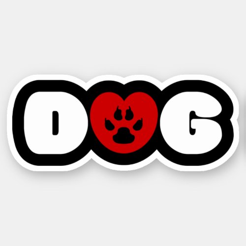 Dog Love Heart Sticker