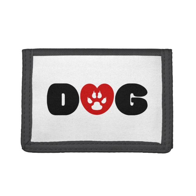 Dog Love Heart Trifold Wallet (Front)