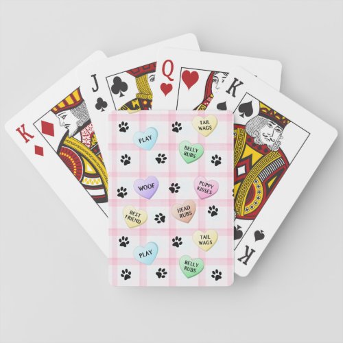 Dog Love Hearts Paw Prints Playing Cards