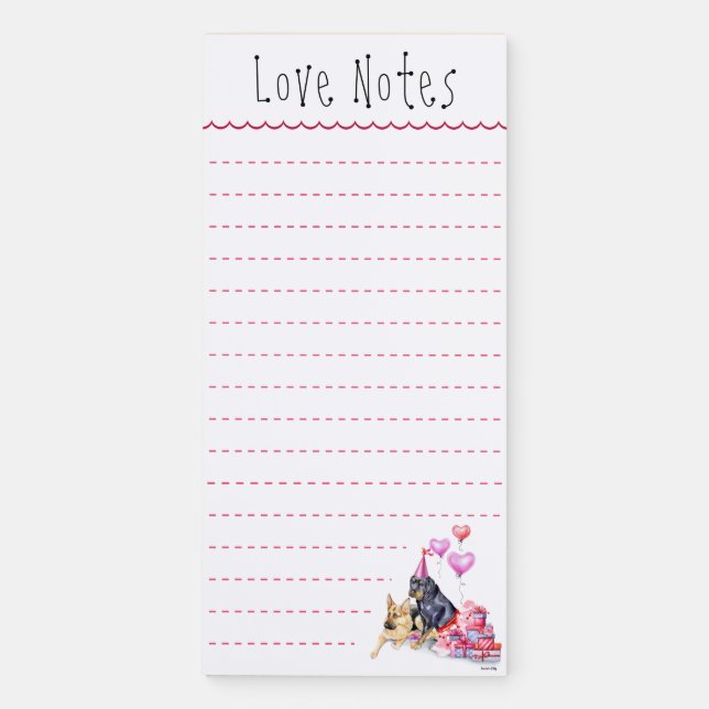 Dog Love Notes Magnetic Notepad (Front)