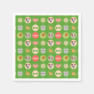 Dog Love on Green Napkins