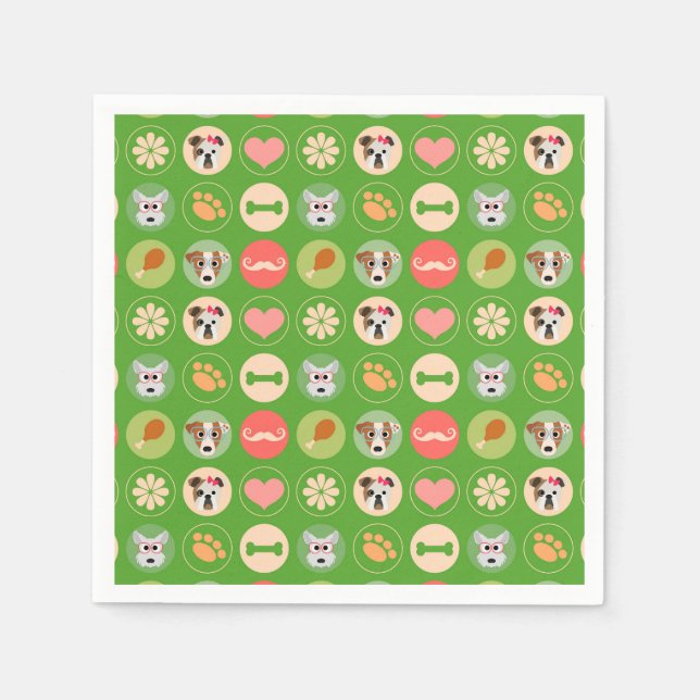 Dog Love on Green Napkins (Front)