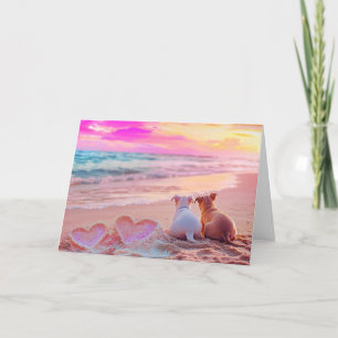 Dog Love on the Beach, Hearts Card