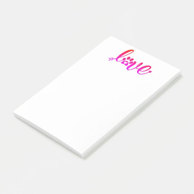 Dog Love Paw Print 4x6 Post-It Notes (Angled)