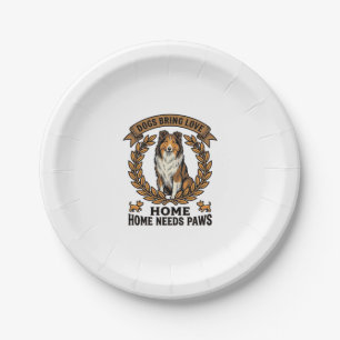 Dog Love Shirt Vintage Engraving Laurel Design_1 Paper Plates