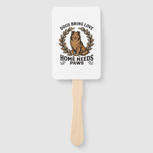Dog Love Shirt Vintage Engraving Laurel Design (2) Hand Fan