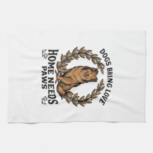Dog Love Shirt Vintage Engraving Laurel Design (2) Kitchen Towel