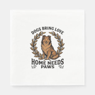Dog Love Shirt Vintage Engraving Laurel Design (2) Napkins