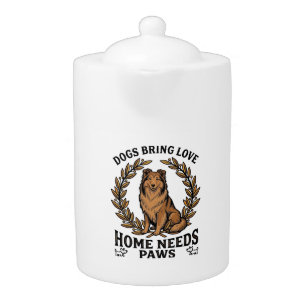 Dog Love Shirt Vintage Engraving Laurel Design (2) Teapot