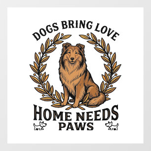Dog Love Shirt Vintage Engraving Laurel Design (2) Window Cling