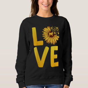 Dog LOVE Spring Fan Dog  Doggie Sunflower Dog Mom Sweatshirt