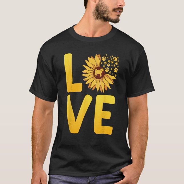 Dog LOVE Spring Fan Dog  Doggie Sunflower Dog Mom T-Shirt (Front)