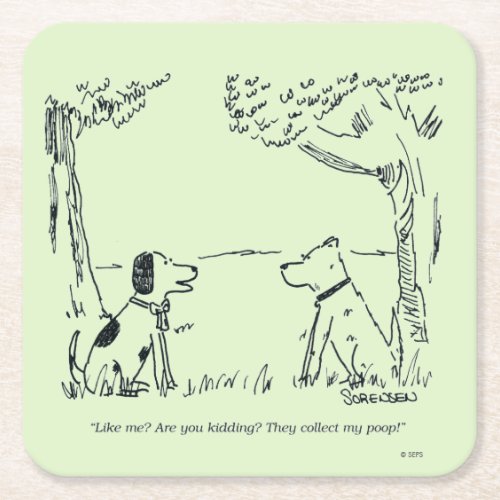 Dog Love Square Paper Coaster