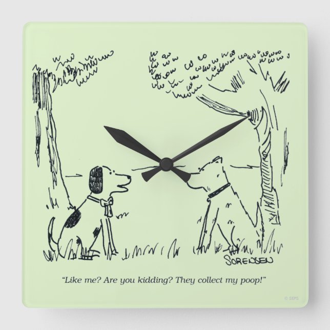 Dog Love Square Wall Clock (Front)