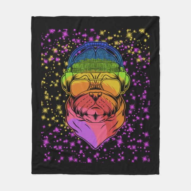 Dog love with Dog Paw  Fleece Blanket (Front)