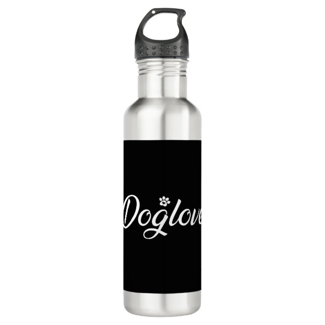 Dog love with Dog Paw  Stainless Steel Water Bottle (Front)