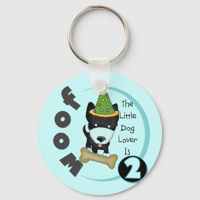 Dog Lover 2nd Birthday Tshirts and Gifts Keychain (Front)