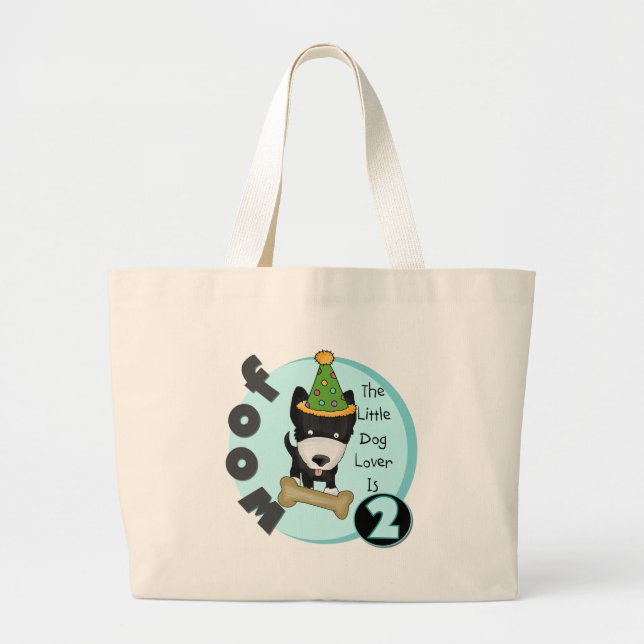Dog Lover 2nd Birthday Tshirts and Gifts Large Tote Bag (Front)