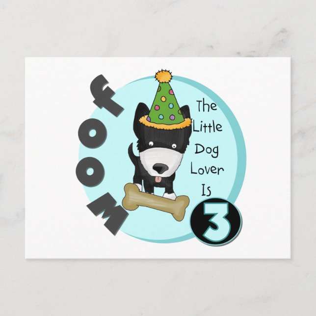 Dog Lover 3rd Birthday T-shirts and Gifts Postcard (Front)