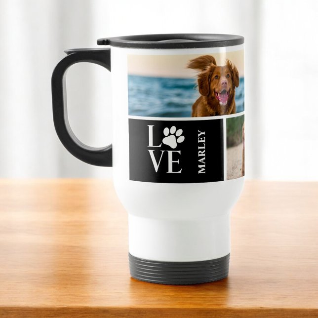 Dog Lover 4 Photo Collage Personalized Pet Travel Mug (Creator Uploaded)
