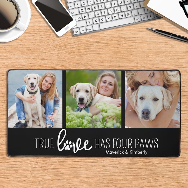 Dog Lover 4 Photo Collage True Love Personalized Desk Mat (Creator Uploaded)