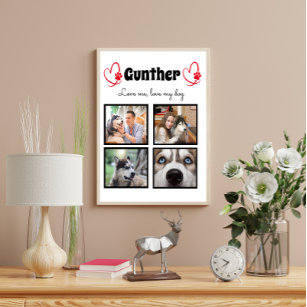 Dog lover 4 photo customized collage poster
