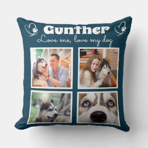 Dog lover 4 photo customized collage throw pillow