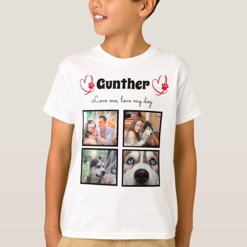 Dog lover 4 photo customized collage tshirt boys