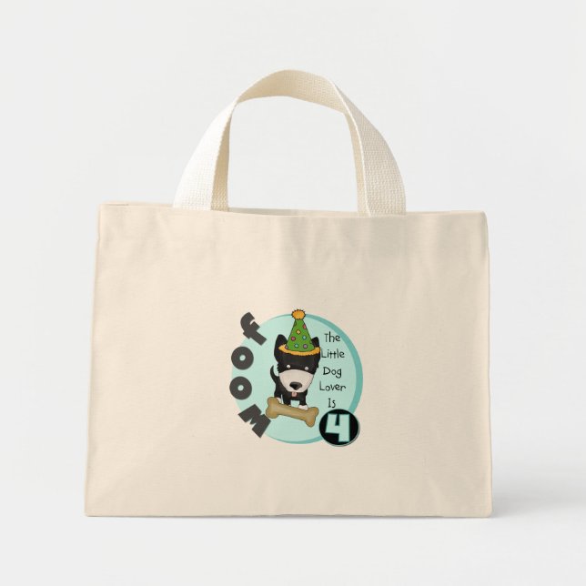 Dog Lover 4th Birthday T-shirts and Gifts Mini Tote Bag (Front)