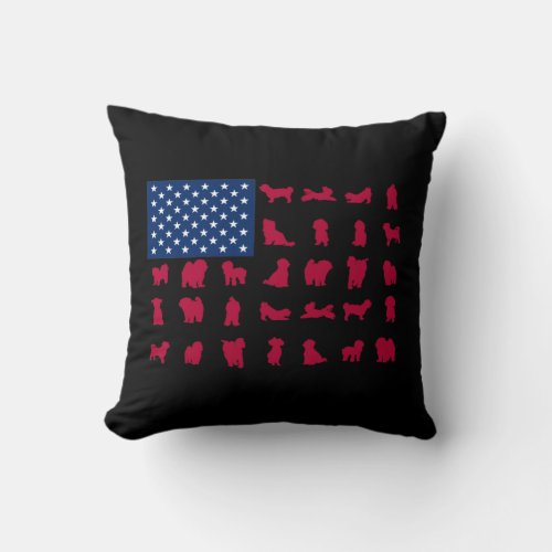 Dog Lover  4th of July Maltese USA Flag Throw Pillow