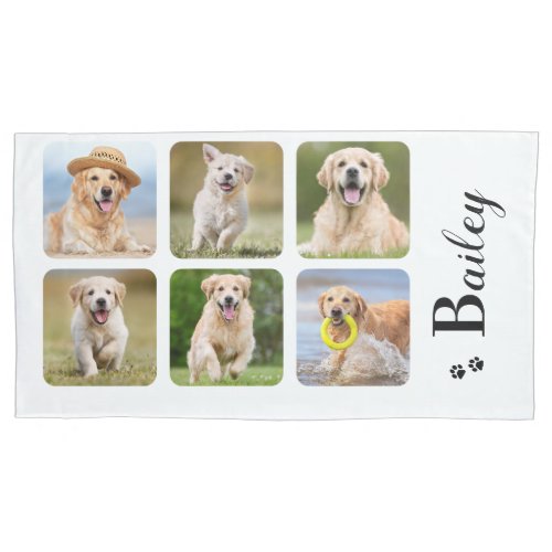Dog Lover 6 Pet Photo Personalized Monogram Name  Pillow Case