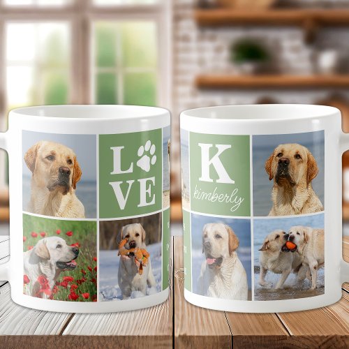 Dog Lover 7 Photo Collage Personalized Monogram  Coffee Mug