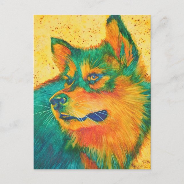 Dog Lover Alaskan Malamute Colorful Postcards (Front)