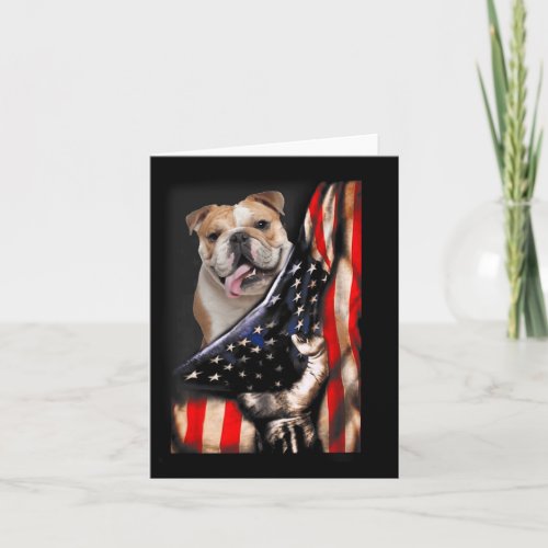 Dog Lover Apparel Usa Flag English Bulldog  Card