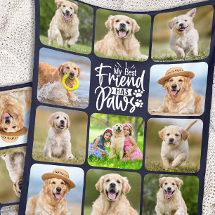 Dog Lover Best Friend Custom 11 Pet Photo Collage Fleece Blanket