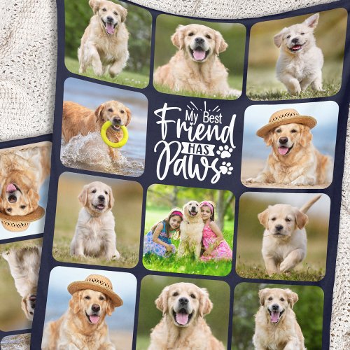 Dog Lover Best Friend Custom 11 Pet Photo Collage Fleece Blanket