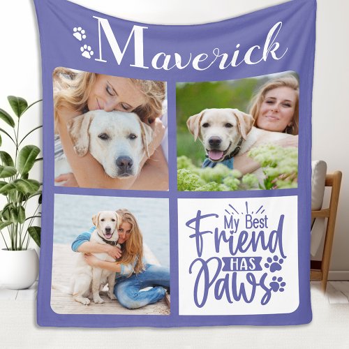 Dog Lover Best Friend Has Paws 3 Pet Photo Fleece Blanket