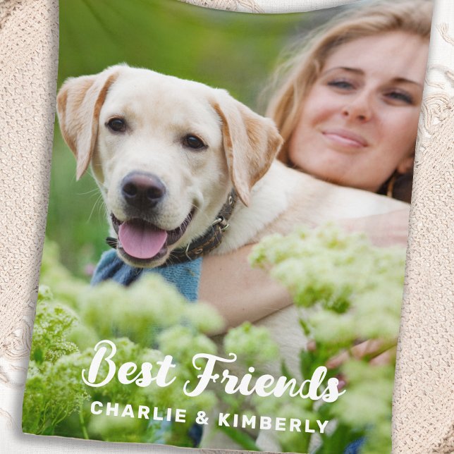 Dog Lover Best Friends Customized Pet Picture Fleece Blanket (Creator Uploaded)