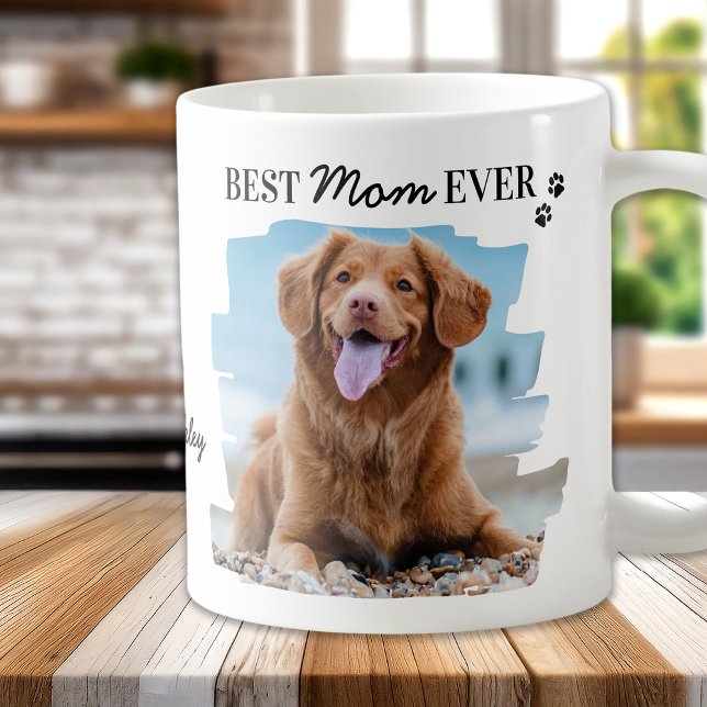 Dog Lover Best Mom Ever Personalized 2 Pet Photo Coffee Mug (Creator Uploaded)