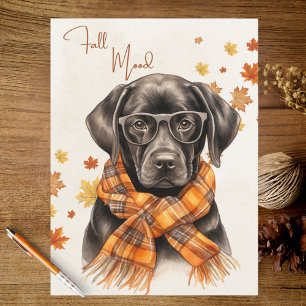 Dog Lover Black Lab Autumn Leaves Fall Mood Postcard
