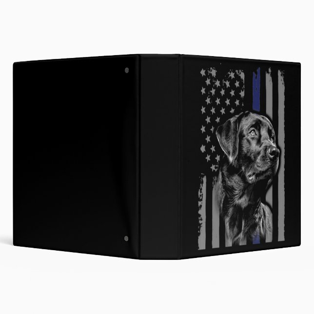 Dog Lover | Black Labrador American Flag Thin Line 3 Ring Binder (Background)