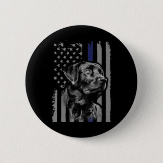 Dog Lover | Black Labrador American Flag Thin Line Button