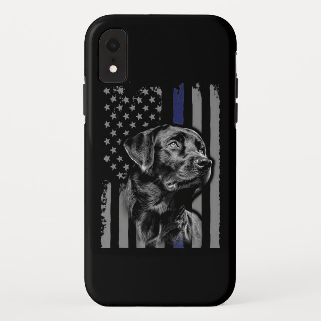 Dog Lover | Black Labrador American Flag Thin Line Case-Mate iPhone Case (Back)