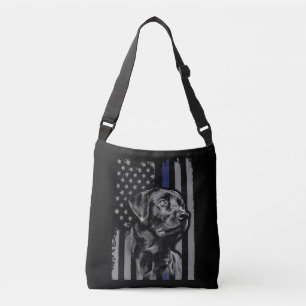 Dog Lover Black Labrador American Flag Thin Line Crossbody Bag