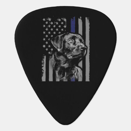 Dog Lover  Black Labrador American Flag Thin Line Guitar Pick