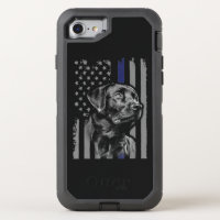 Dog Lover | Black Labrador American Flag Thin Line