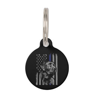 Dog Lover Black Labrador American Flag Thin Line Pet ID Tag
