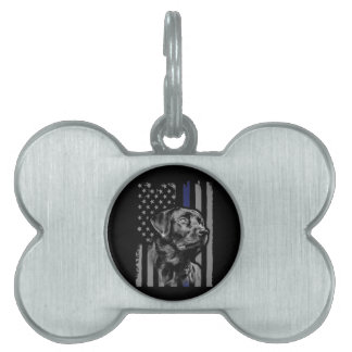 Dog Lover | Black Labrador American Flag Thin Line Pet ID Tag