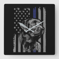 Dog Lover | Black Labrador American Flag Thin Line