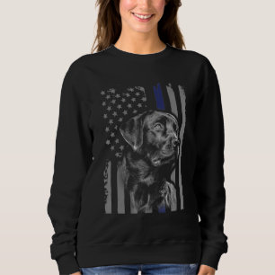 Dog Lover Black Labrador American Flag Thin Line Sweatshirt